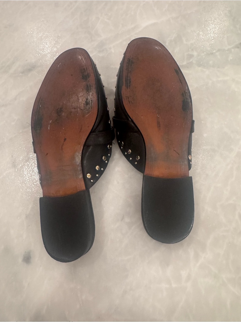 Sam Edelman Black Studded Slip-On Mules with Gold Buckle - Picture 5 of 5